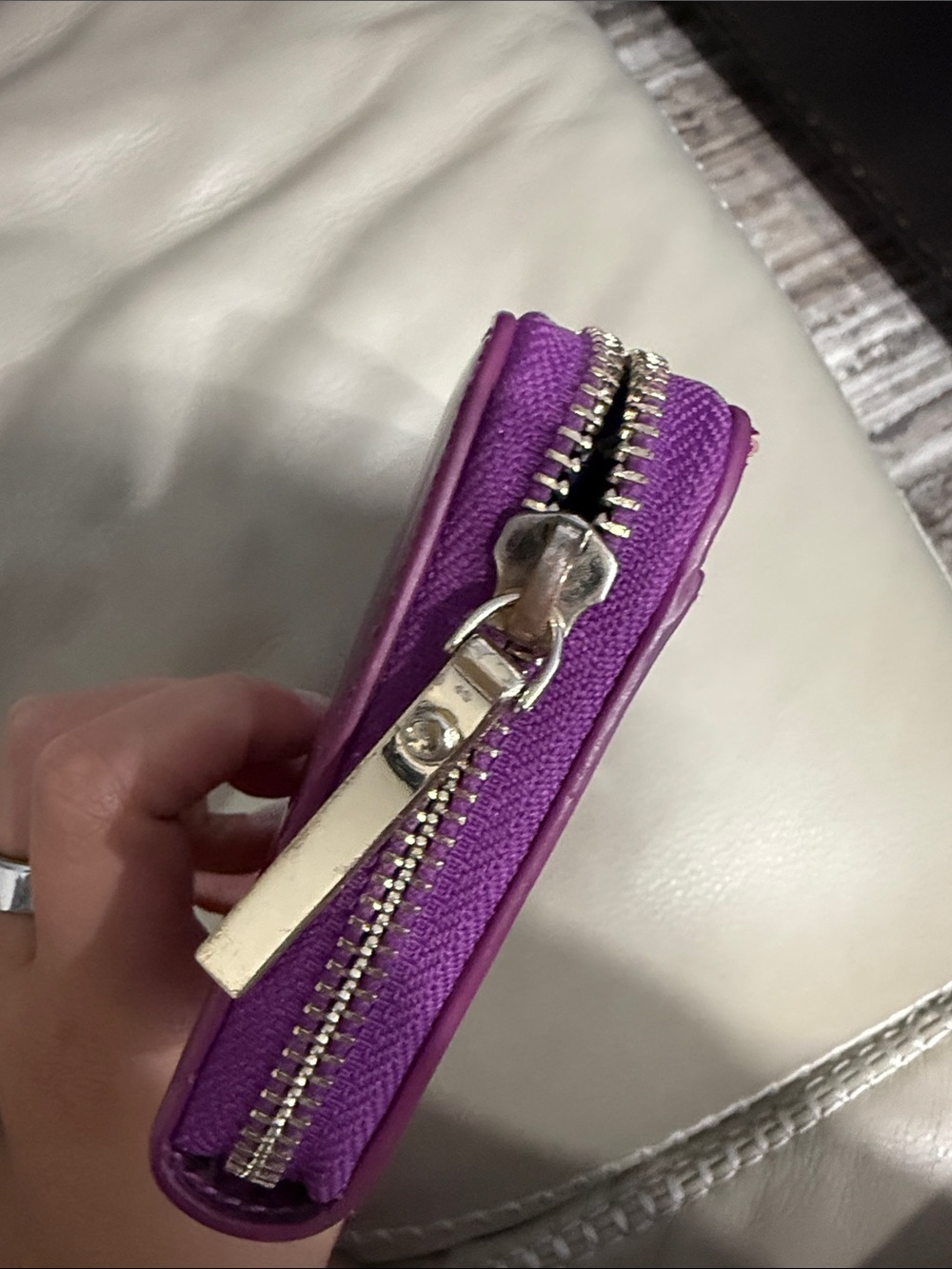 kate spade iridescent holographic zip wallet - magenta with blue flashes - Picture 3 of 5